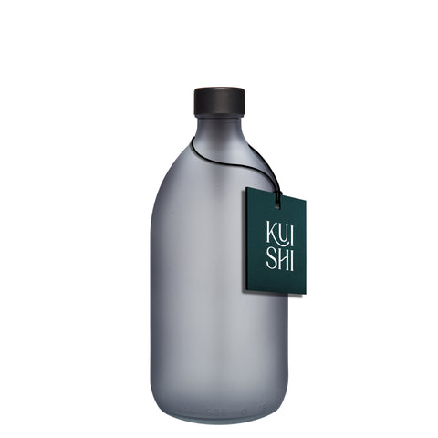 Botella Gris Escarchada y Tapa de Metal
