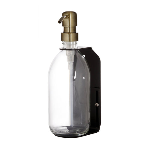 Black Wall Mounted Dispenser clear bottles gold Pump