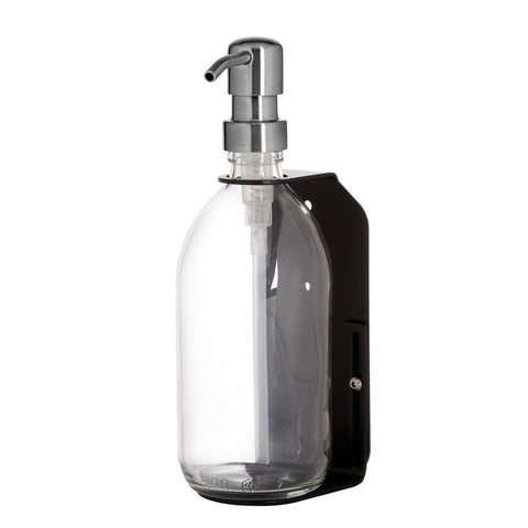 Black Wall Mounted Dispenser clear bottles Silver Pump