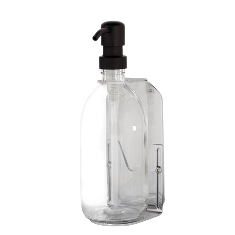 Chrome Single Wall Mounted Soap Dispenser-Black-250ml-Clear-Kuishi