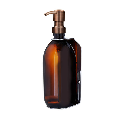 Chrome Single Wall Mounted Soap Dispenser-Bronze-250ml-Amber-Kuishi