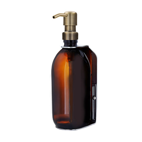 Chrome Single Wall Mounted Soap Dispenser-Gold-250ml-Amber-Kuishi