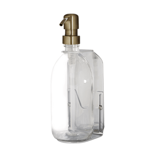 Chrome Single Wall Mounted Soap Dispenser-Gold-250ml-Clear-Kuishi