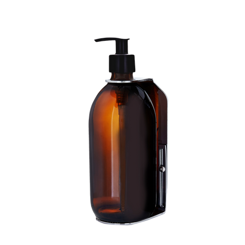 Chrome Single Wall Mounted Soap Dispenser-Plastic-250ml-Amber-Kuishi