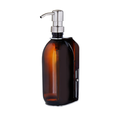 Chrome Single Wall Mounted Soap Dispenser-Silver-300ml-Amber-Kuishi
