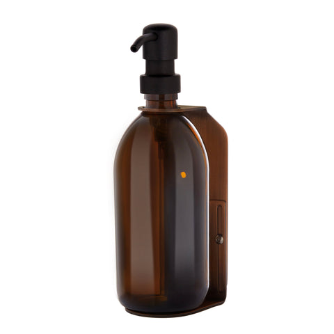 Copper wall mounted dispenser Amber Bottle and Black Pump