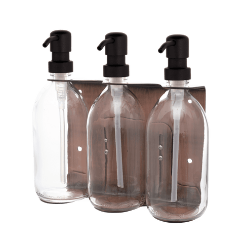 Copper Triple Wall Mounted Soap Dispenser-Black-250ml-Clear-Kuishi