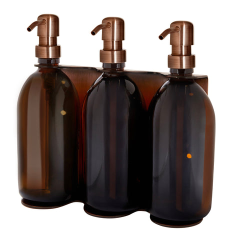 Copper Triple Wall Mounted Soap Dispenser-Copper-250ml-Amber-Kuishi