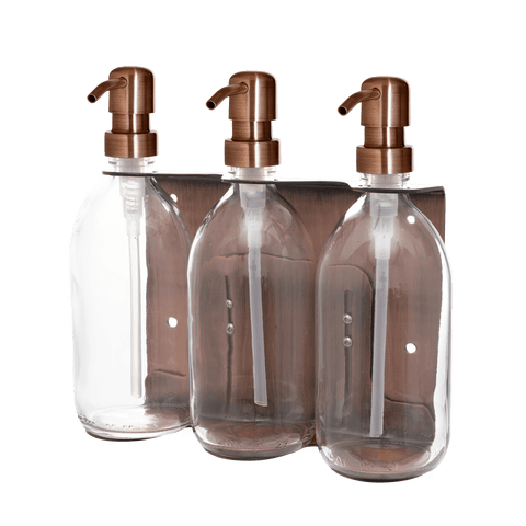 Copper Triple Wall Mounted Soap Dispenser-Copper-250ml-Clear-Kuishi