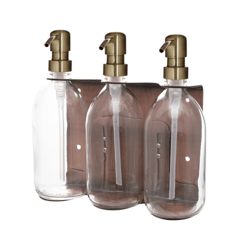 Copper Triple Wall Mounted Soap Dispenser-Gold-250ml-Clear-Kuishi