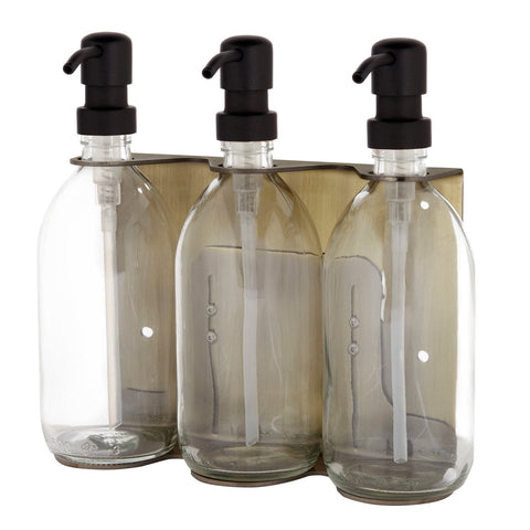 Gold Triple Wall Mounted Soap Dispenser-Black-250ml-Clear-Kuishi