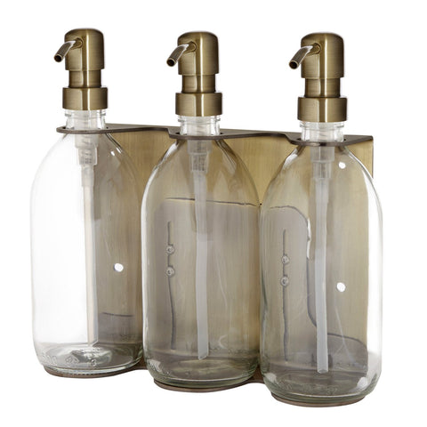 Gold Triple Wall Mounted Soap Dispenser-Gold-250ml-Clear-Kuishi