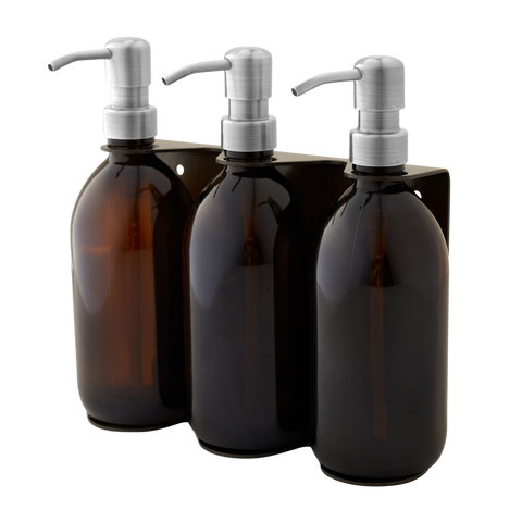 Gold Triple Wall Mounted Soap Dispenser-Silver-250ml-Amber-Kuishi