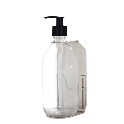 Nickel Single Wall Mounted Soap Dispenser-Plastic-250ml-Clear-Kuishi