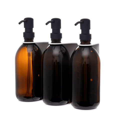 White Triple Wall Mounted Soap Dispenser-White-250ml-Clear-Kuishi