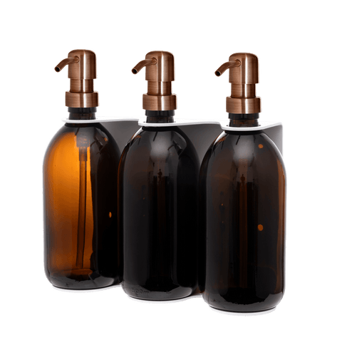 White Triple Wall Mounted Soap Dispenser-White-250ml-Clear-Kuishi