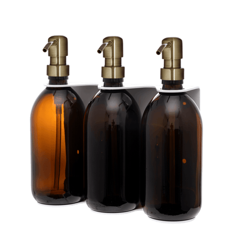 White Triple Wall Mounted Soap Dispenser-White-250ml-Clear-Kuishi