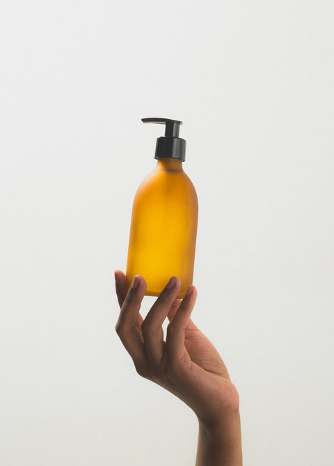 Frosted Amber Glass Pump Bottle