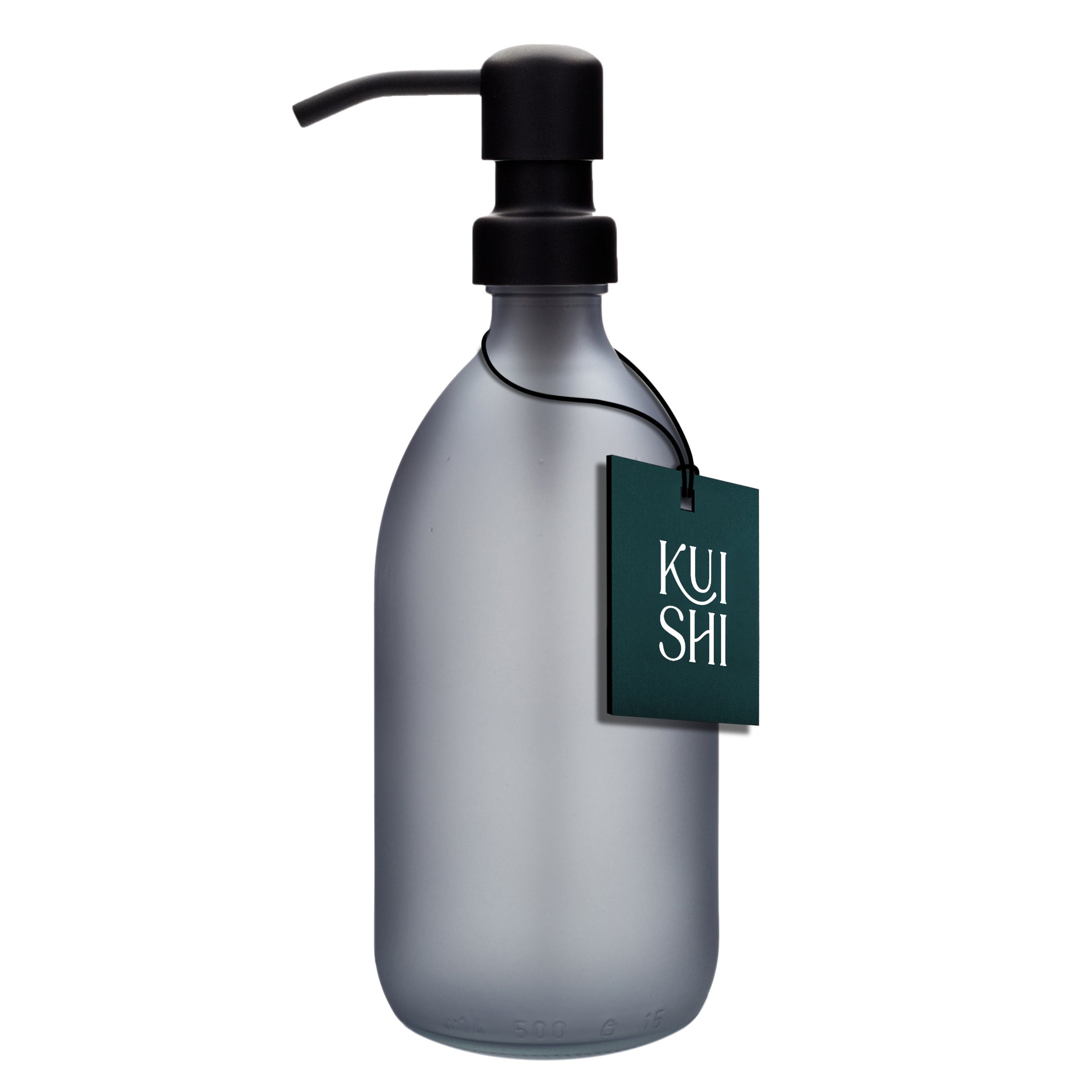 Distributeur de savon gris avec pompe en acier inoxydable