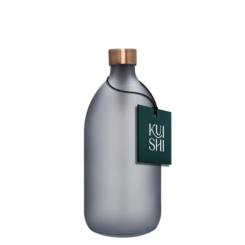 Grey Glass Bottle with Stainless Steel Screw Top