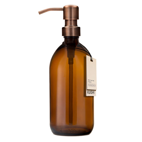 500ml Amber Glass Soap Dispenser with copper Metal Pump