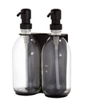 Black Double Wall Mounted Soap Dispensers-Black-250ml-Amber-Kuishi