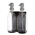Black Double Wall Mounted Soap Dispensers-Black-250ml-Amber-Kuishi