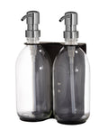 Black Double Wall Mounted Soap Dispensers-Black-250ml-Amber-Kuishi