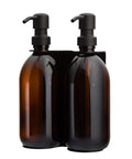 Black Double Wall Mounted Soap Dispensers-Black-250ml-Clear-Kuishi