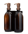 Black Double Wall Mounted Soap Dispensers-Copper-250ml-Amber-Kuishi