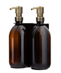 Black Double Wall Mounted Soap Dispensers-Gold-250ml-Amber-Kuishi