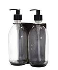 Black Double Wall Mounted Soap Dispensers-Plastic-250ml-Clear-Kuishi