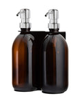 Black Double Wall Mounted Soap Dispensers-Silver-250ml-Amber-Kuishi