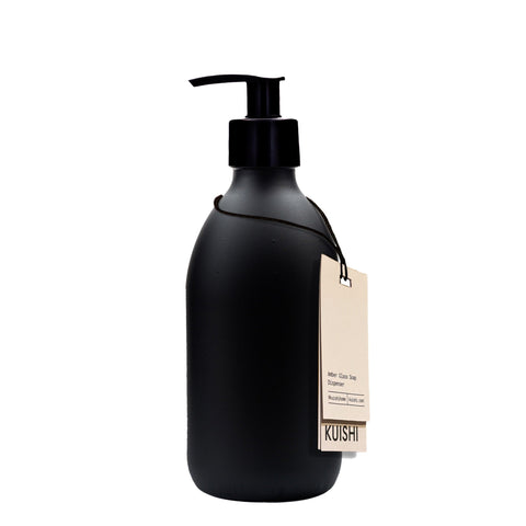 Black Opaque Glass Soap Dispenser with Black Plastic Pump 300ml by Kuishi