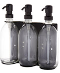 Black Triple Wall Mounted Soap Dispenser-Black-250ml-Clear-Kuishi