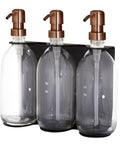 Black Triple Wall Mounted Soap Dispenser-Copper-250ml-Clear-Kuishi