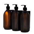 Black Triple Wall Mounted Soap Dispenser-Plastic-250ml-Amber-Kuishi