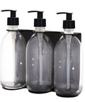 Black Triple Wall Mounted Soap Dispenser-Plastic-250ml-Clear-Kuishi