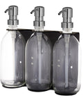 Black Triple Wall Mounted Soap Dispenser-Silver-250ml-Clear-Kuishi