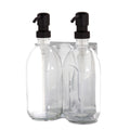 Chrome Double Wall Mounted Soap Dispenser-Black-250ml-Clear-Kuishi