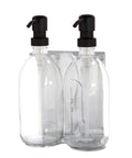 Chrome Double Wall Mounted Soap Dispenser-Black-250ml-Clear-Kuishi