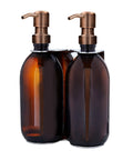 Chrome Double Wall Mounted Soap Dispenser-Copper-250ml-Amber-Kuishi