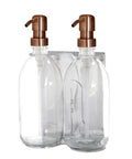 Chrome Double Wall Mounted Soap Dispenser-Copper-250ml-Clear-Kuishi