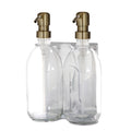 Chrome Double Wall Mounted Soap Dispenser-Silver-250ml-Amber-Kuishi