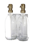 Chrome Double Wall Mounted Soap Dispenser-Silver-250ml-Amber-Kuishi