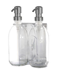 Chrome Double Wall Mounted Soap Dispenser-Silver-250ml-Clear-Kuishi