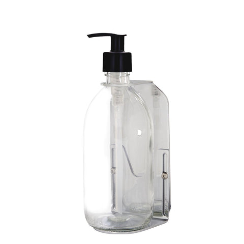 Chrome Single Wall Mounted Soap Dispenser-Plastic-250ml-Clear-Kuishi