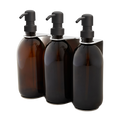 Chrome Triple Wall Mounted Soap Dispenser-Black-250ml-Amber-Kuishi
