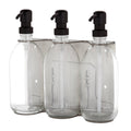 Chrome Triple Wall Mounted Soap Dispenser-Black-250ml-Clear-Kuishi