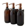 Chrome Triple Wall Mounted Soap Dispenser-Copper-250ml-Amber-Kuishi